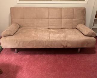 Tufted Microfiber Convertible Futon Sofa with Bolster Arms