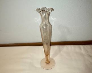 Duchin Creation Sterling Silver Weighted Base Etched Glass Bud Vase