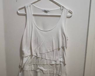 Liz Claiborne White Tiered Ruffle Tank Top