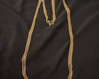Multi-Strand Gold Tone Chain Necklace