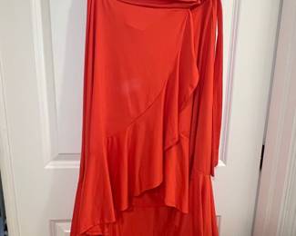 Orange Ruffle Wrap Skirt