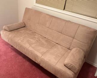 Tufted Microfiber Convertible Futon Sofa with Bolster Arms