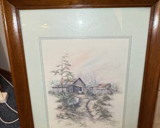 Vintage Rustic Barn Landscape Print