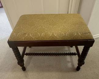 Victorian Revival Vanity and Stool Set with Bobbin-Turned Legs