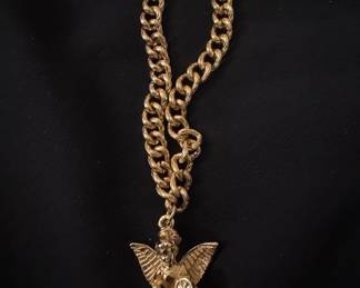 Vintage Gold Tone January Birth Month Angel Charm Bracelet Signed General Manufacturing Inc.