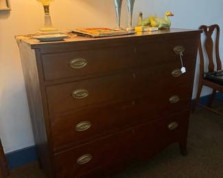 Hepplewhite chest. Early lamp.