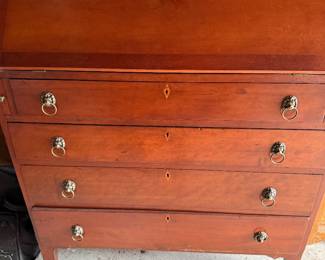 Cherry drop front desk exterior. Has original key. 