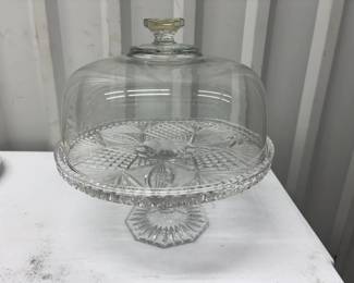 Anchor Hocking Wexford pressed glass cake stand with lid