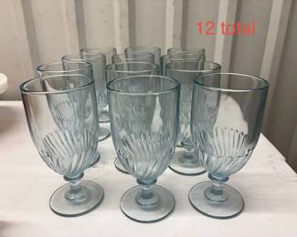 Martha Stewart Everyday Blue Twist or Swirl iced tea goblets
