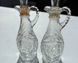Anchor Hocking  Oil  Vinegar cruets. Pattern is Star of David