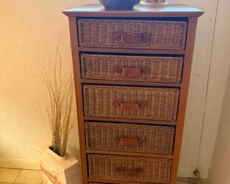 tall and light rattan dresser