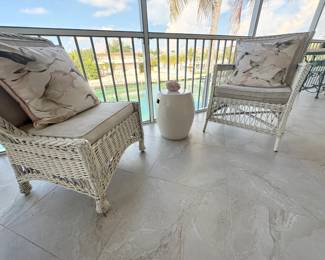 Huge collection of rustic white wicker furniture!
