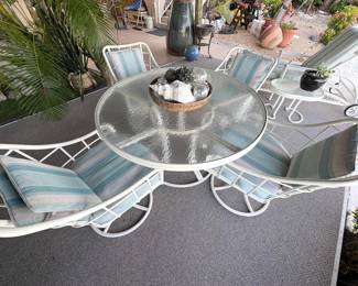 patio dining set with swivel chairs (new cushions, not pictured)
