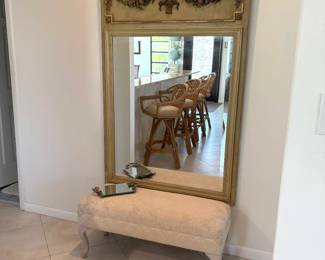Reflected are four very good quality, mint condition bamboo barstools.