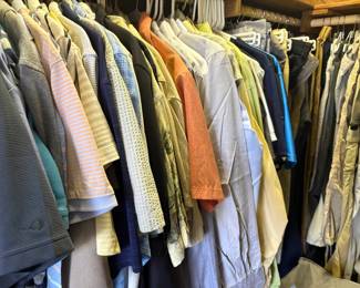 Fishing shirts and pants for a medium size man :) Couple of Italian suits, too.