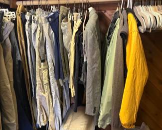 Fishing shirts and pants for a medium size man :) Couple of Italian suits, too.