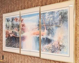 Rick Burger 3 Panel Signed Litho Trio "Crystal Pond"