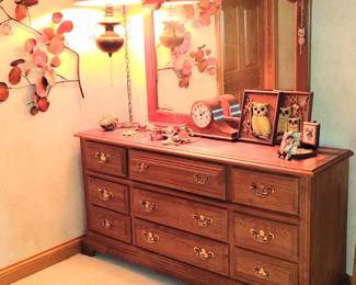 Young- Hinkle Carter Oak, Long Dresser and Mirror.