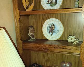 Edward Marshall Owl Plates, England Owl Statue, Wooden, Basket, Gourd and Shell Owls.