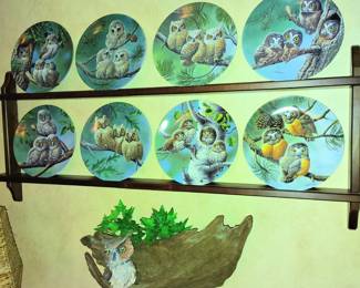 Driftwood Owl Art, Baby Owls of North America Collectors Plates.