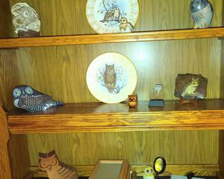 Vintage Porcelain, Stone, Tile and Wood, Vintage China and England Owl Collectibles in the Collection.