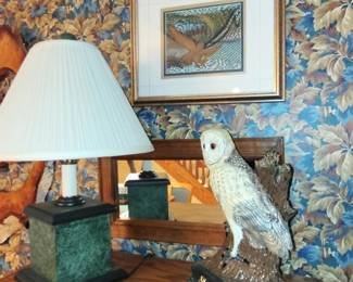 Cast Iron Owl Door Stop, Joanne Peltz, "Moon Makers Owl" Acrylic Mixed Media