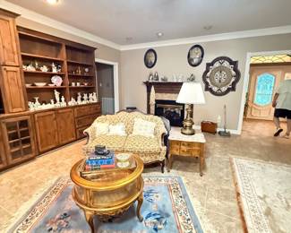 Antique Loveseat & Ornate Gold Table with a Persian Rug