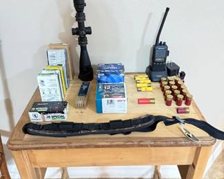 Unfinished Raw Table with Gun Equipment