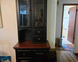 Black Cabinet with Wood base