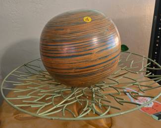 Metal Accent Piece with Wood Ball