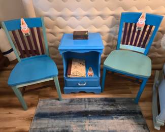 2 Adult Size Chairs with Night Stand