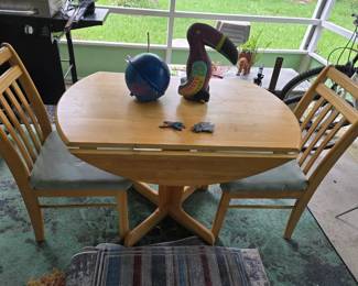 Small Wood Drop Leaf Table & 2 Chairs