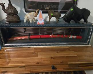 Samurai Sword Case, Camel Lamp, Bull, Marble/Onyx Elephant