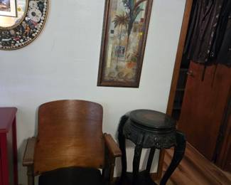 Vtg Chair (Theater?) Plant/Vase Stand, Art