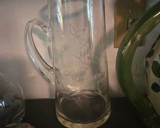 Etched Pitcher with Silver top