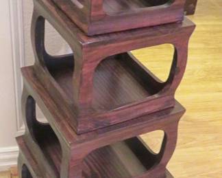 Set of 7 Chinese export nesting display stands - campaign style