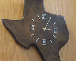 Texas shaped wooden clock