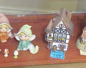 Homco figurines, German house, David Winter cottage