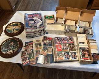 Baseball and Basketball Card Lot with Michael Jordan A mixed sports card lot including multiple Michael Jordan Chicago Bulls cards, a Charles Barkley 76ers card, Detroit Tigers cards, and a Topps Stadium Club Master Photo in its original sleeve. Additional baseball cards from Topps, Score, and Upper Deck are included. Cards show typical handling with some corner and edge wear. A good mixed lot spanning both sports.
