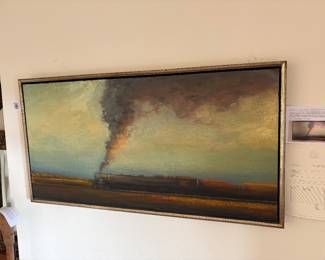 $3200 Ray Turner “Steam Train” Original oil on canvas 49.75”w X 25.75” h.