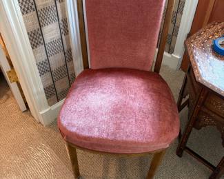 $1600. Pair of German art deco velvet upholstered chairs, original fabric condition commensurate with age. One as found issue shown in next photo. Originally $4500. Each measures 19 inches wide by 26 inches deep by 36 inches high.