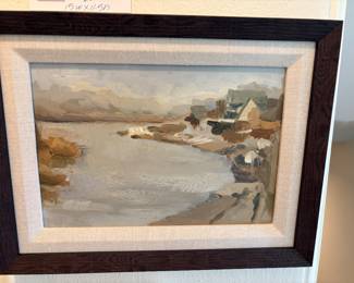 $300 “Boat House” Original oil on canvas 15” w X 11.5”h.
