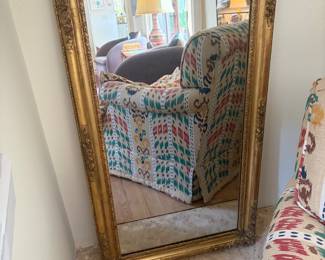 $900. French 19th century gilded mirror with orginal glass. 27.5"w x 46.5"h.