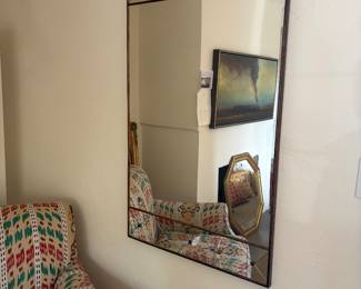 $1400. French art deco mirror with gold trim. 46.5"h x 27.5" w.