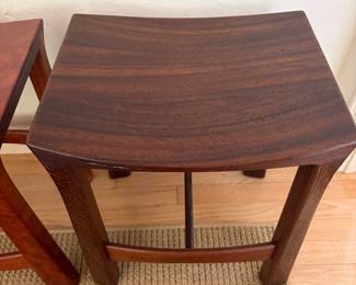 $280. Japanese teak stool. 17 inches wide by 14.5 inches deep by 18.75 inches tall. Purchased at Sujaro Antiques in San Francisco.
