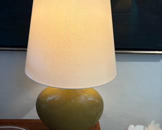 Crackle base lamp 12" diam. x 25" to finial.