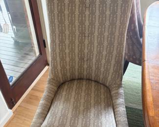 $2800. Pair of George smith Chartwell chairs. Upholstered in CNC Milano, "nice scooter " fabric in natural with white color. Chairs are 22 inches wide by 29 inches deep by 44 inches high. Seat height is 19 inches.