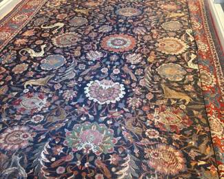 $16,500. Antique Persian hand woven rug - wool with silk highlights. 13'8" x 10'5". Originally $37,100.