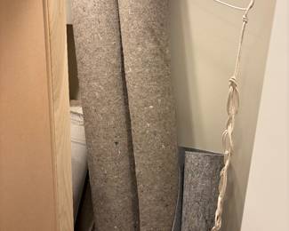 New carpet padding for sale - wall to wall or cut for area rugs. Height of each roll is 72" and length is unmeasured but room size. Smaller roll is 35"h x 62'l