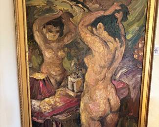 $490 Charles Willette “Reflections” original oil on canvas. 27.5” w X 33” h.